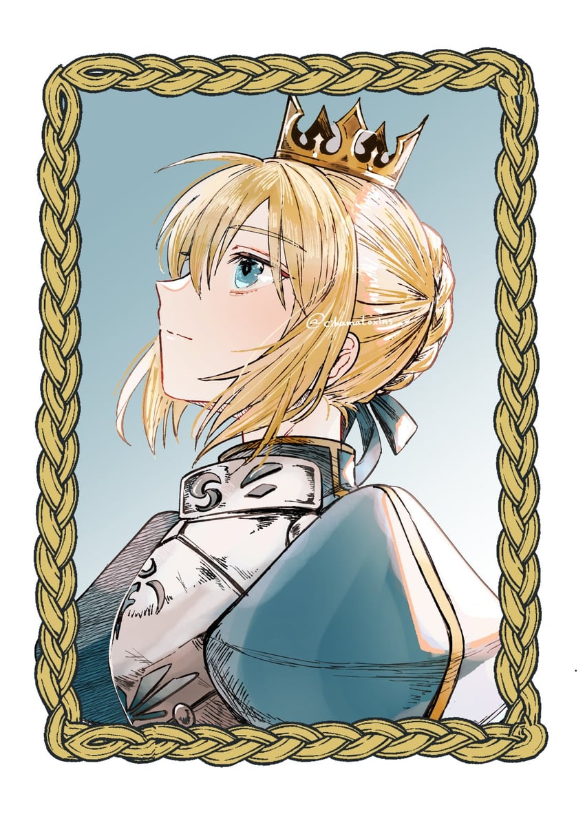artoria pendragon and saber (fate and 1 more) drawn by cibamatoxins