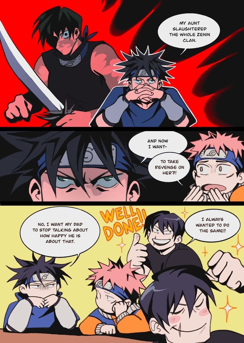 uzumaki naruto, itadori yuuji, uchiha sasuke, fushiguro megumi, fushiguro touji, and 2 more (jujutsu kaisen and 1 more) drawn by vah_arina