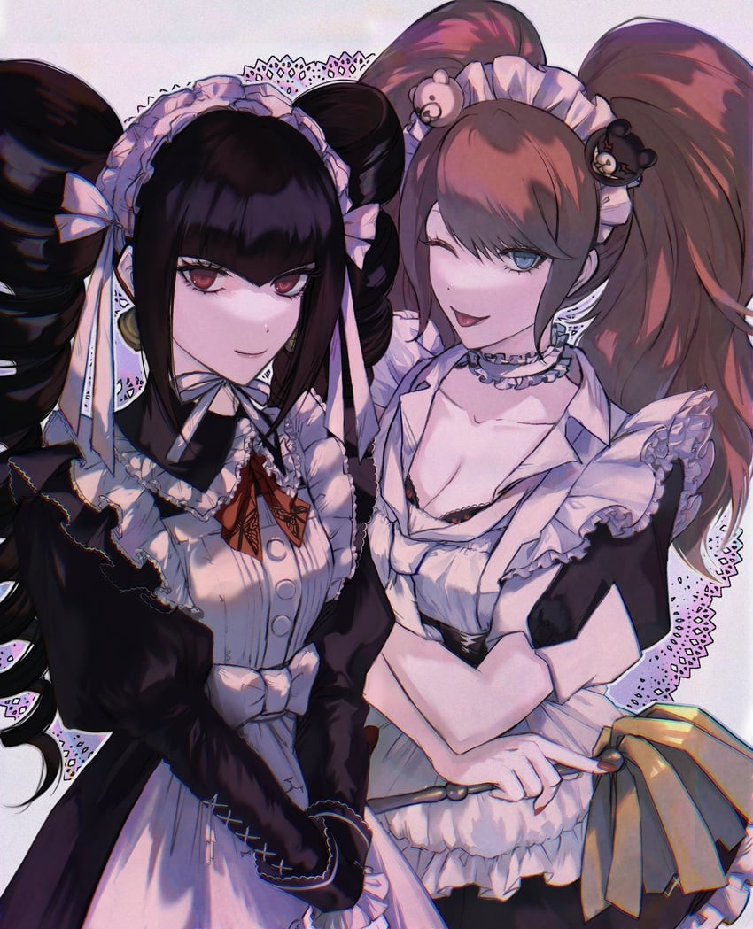 enoshima junko and celestia ludenberg (danganronpa and 1 more) drawn by a_m_m_mmm