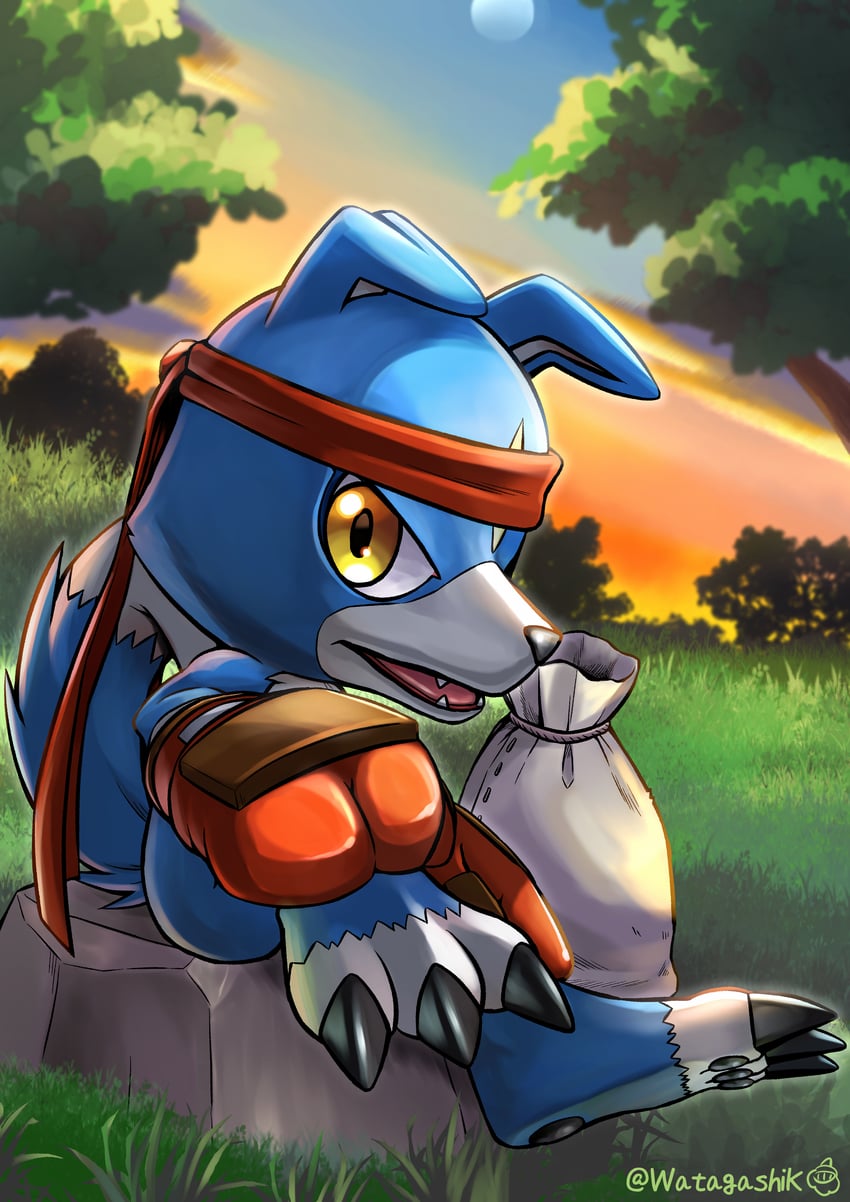 gaomon (digimon) drawn by watagashikn