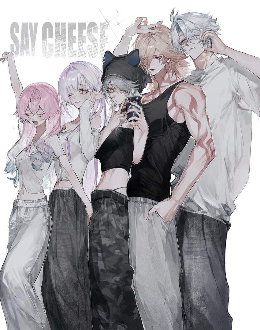 phainon, castorice, mydei, cipher, and hyacine (honkai and 1 more) drawn by sunset_1830
