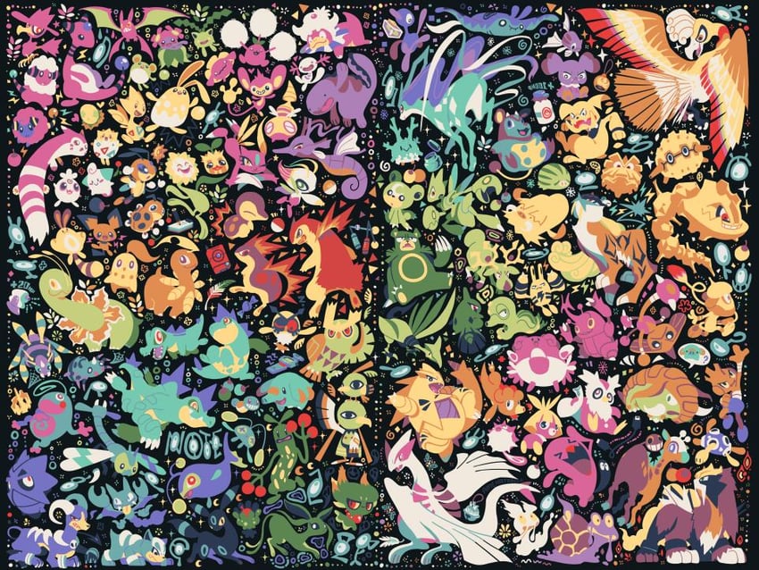 umbreon, espeon, cyndaquil, chikorita, pichu, and 123 more (pokemon) drawn by amehatobook
