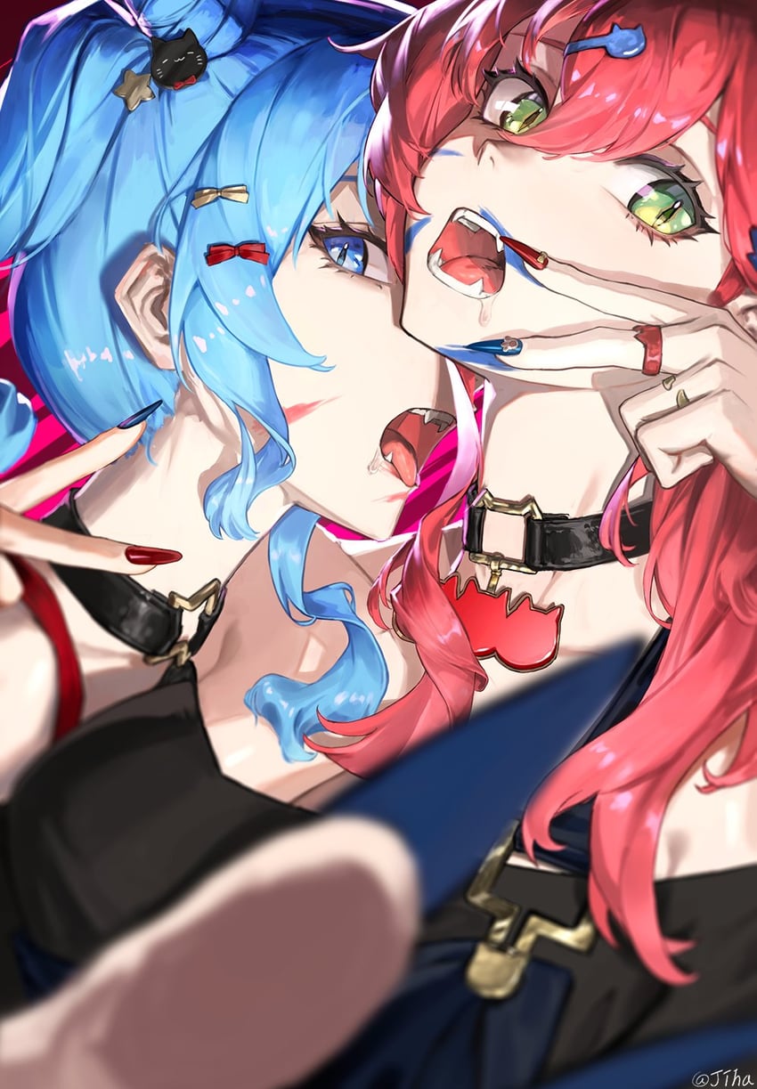 hoshimachi suisei and sakura miko (hololive and 1 more) drawn by intemind
