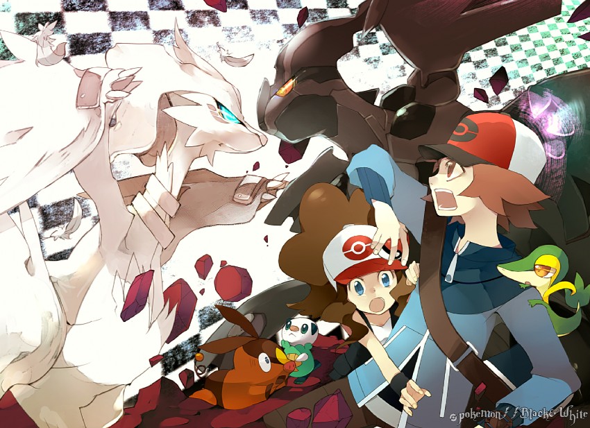hilda, hilbert, oshawott, snivy, tepig, and 2 more (pokemon and 1 more) drawn by atsumi_jun