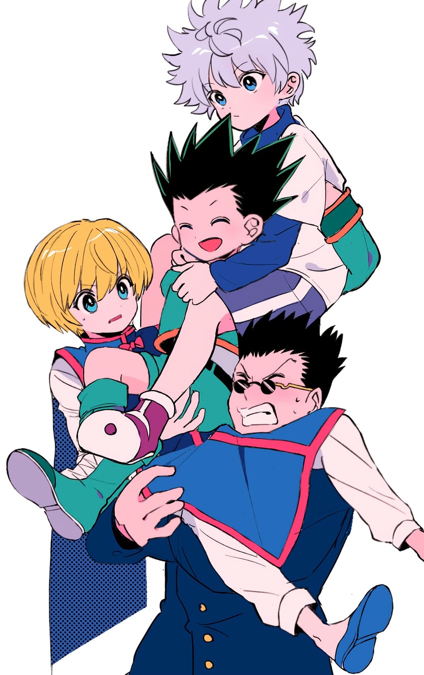 killua zoldyck, kurapika, gon freecss, and leorio paladiknight (hunter x hunter) drawn by sanamaru_(sana79261827)