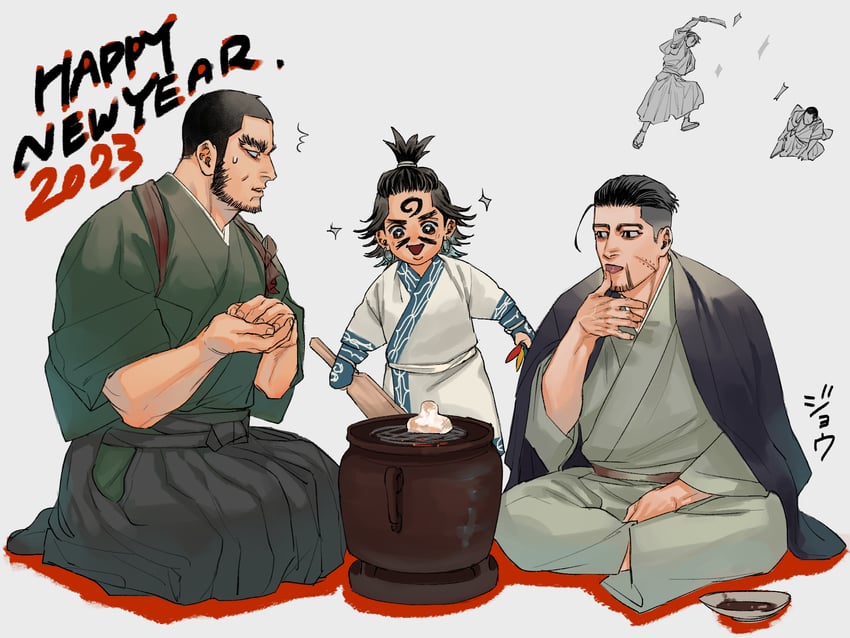 ogata hyakunosuke, tanigaki genjirou, tsukishima hajime, koito otonoshin, and cikapasi (golden kamuy) drawn by jo_tuesday19
