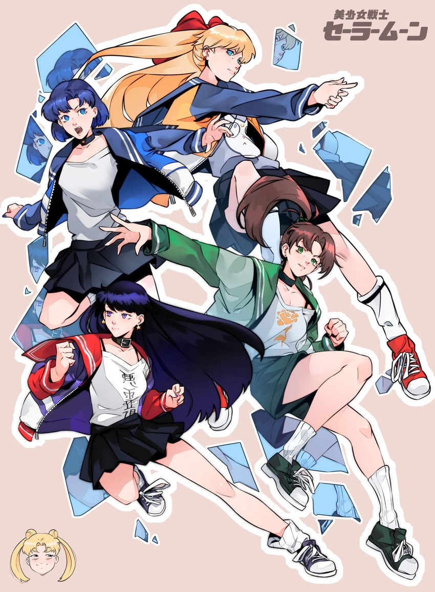 tsukino usagi, mizuno ami, hino rei, and kino makoto (bishoujo senshi sailor moon) drawn by cesar_art456