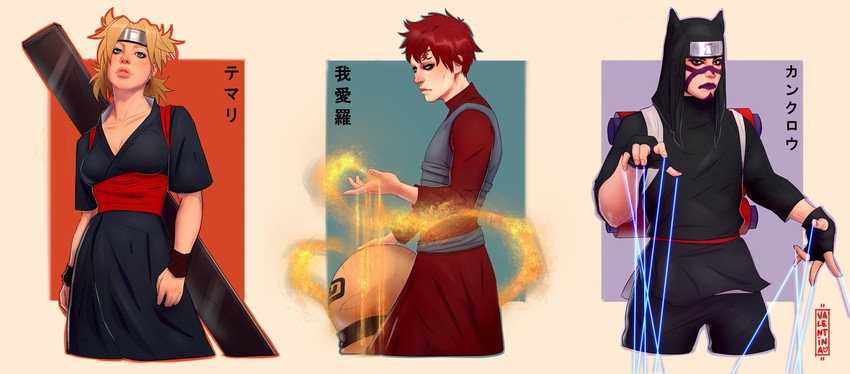 temari, gaara, and kankurou (naruto and 1 more) drawn by valentina_tavolilla