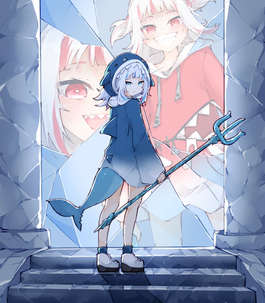 gawr gura (hololive and 2 more) drawn by ma_draws