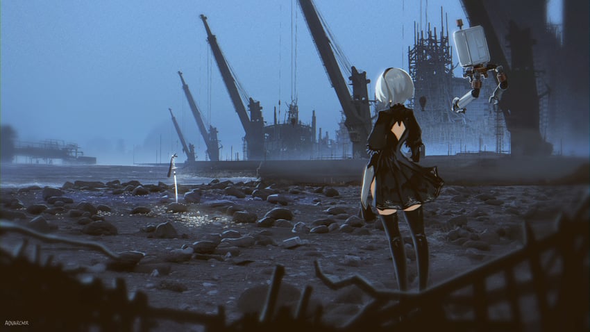 2b and pod (nier and 1 more) drawn by advarcher