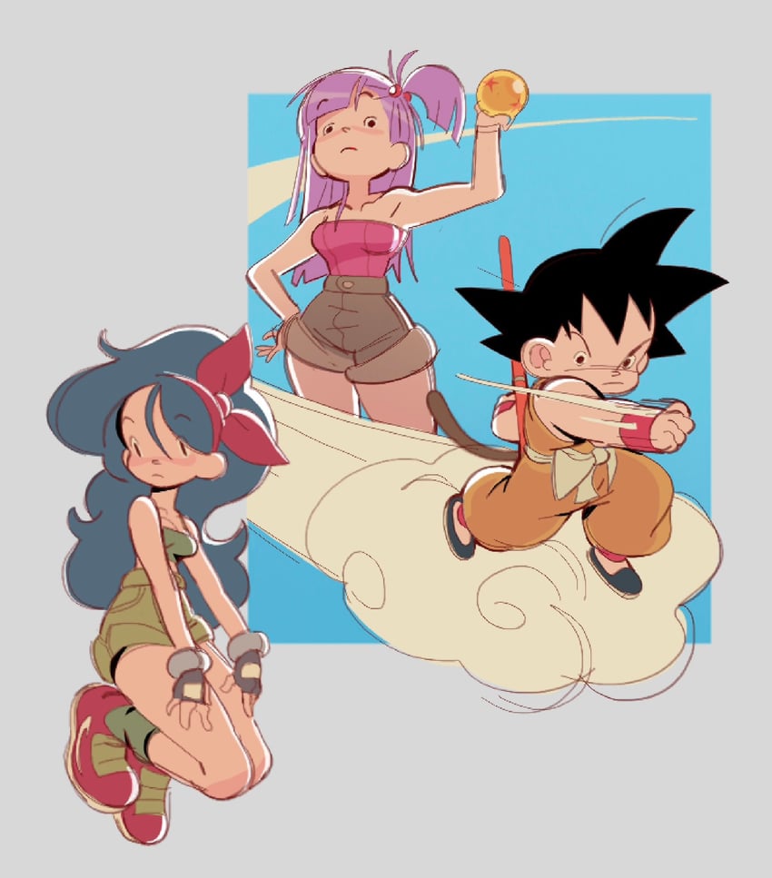 son goku, bulma, and lunch (dragon ball) drawn by tuckeryart