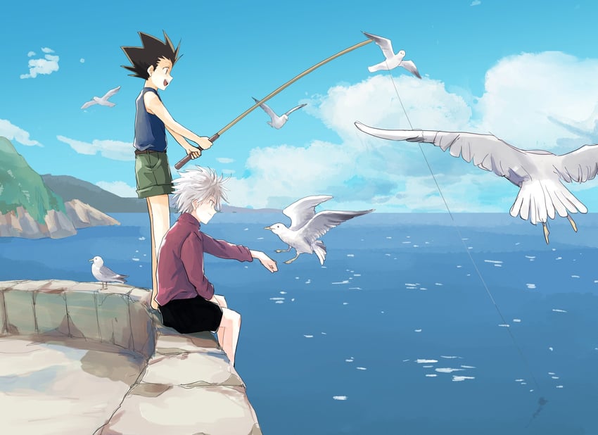 killua zoldyck and gon freecss (hunter x hunter) drawn by hntricolore