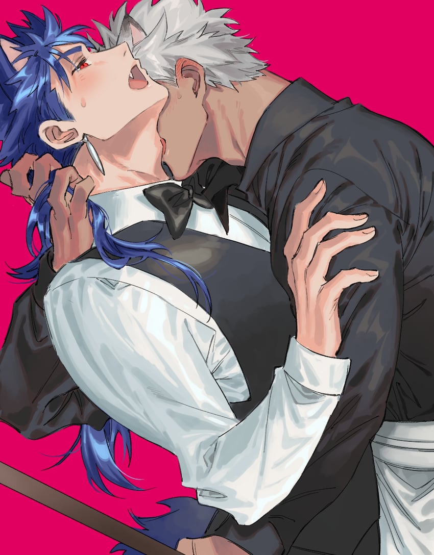 cu chulainn and archer (fate and 1 more) drawn by tarako_(kubo315)
