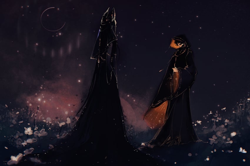 klein moretti and evernight goddess (lord of the mysteries) drawn by fanbuhuigugugujun