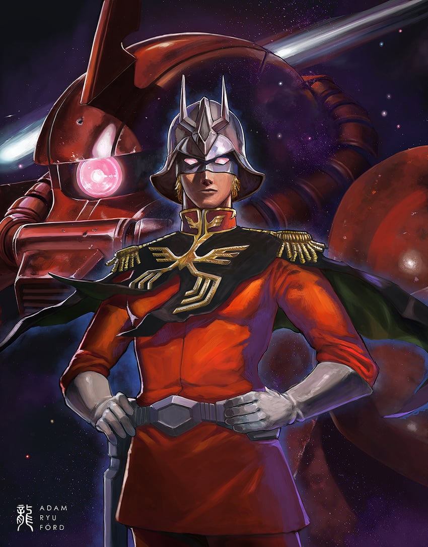char aznable and zaku ii s char custom (gundam and 1 more) drawn by adam_ryu_ford
