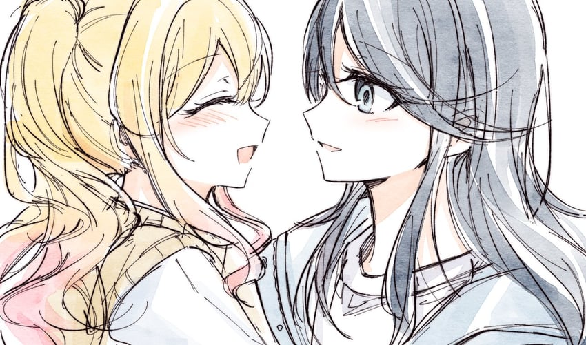 tenma saki and hoshino ichika (project sekai) drawn by opi