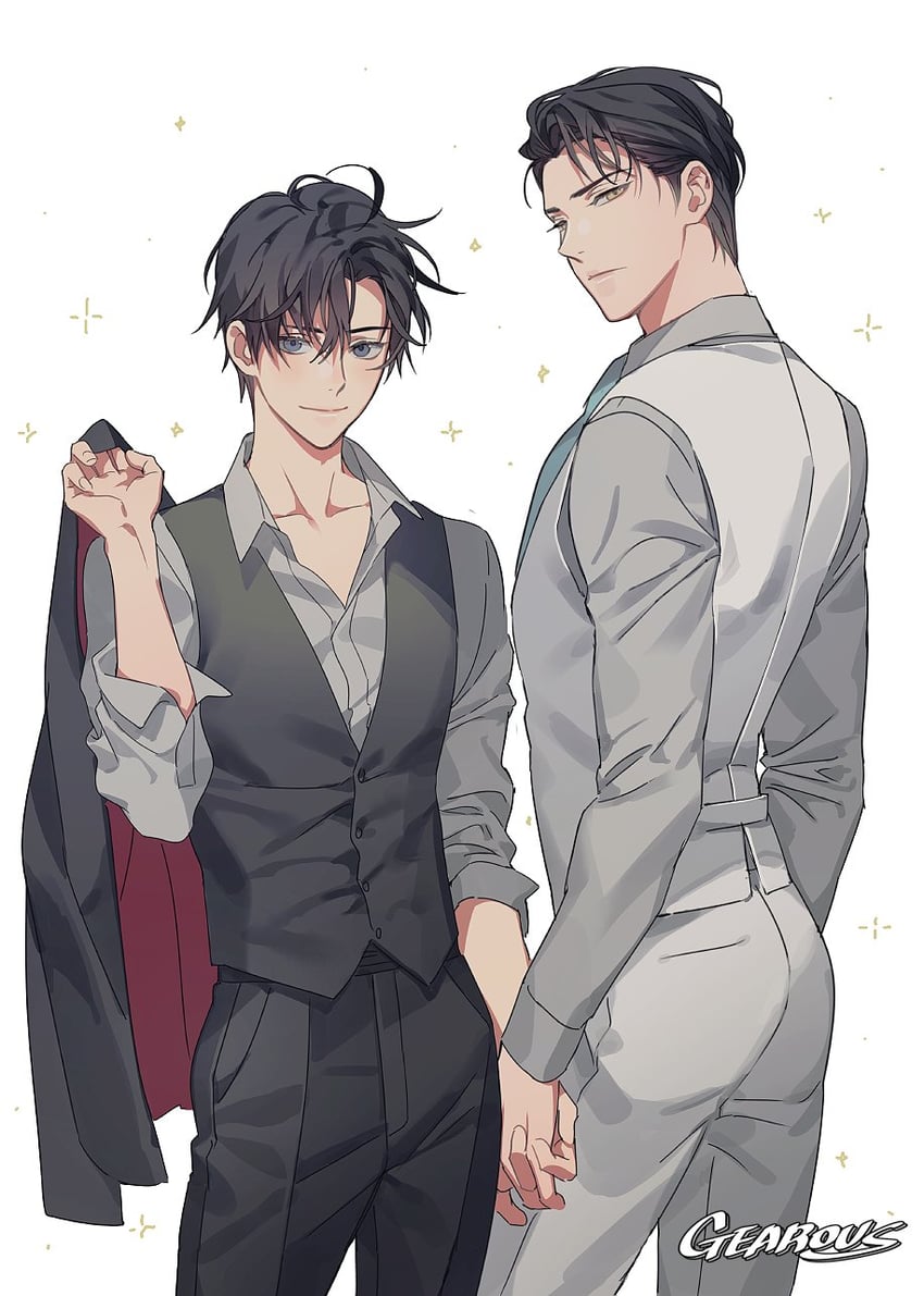 wei wuxian and lan wangji (modao zushi) drawn by gearous