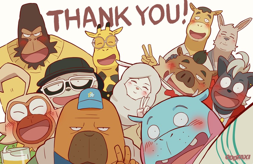 odokawa hiroshi, daimon koushirou, shirakawa miho, imai shun, baba atsuya, and 6 more (odd taxi) drawn by mugicaan1