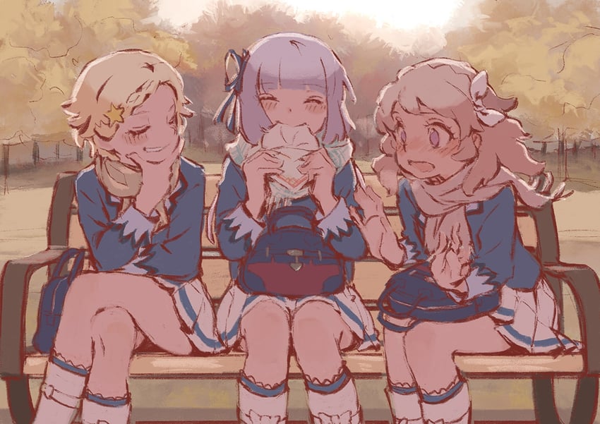 ozora akari, hikami sumire, and shinjo hinaki (aikatsu!) drawn by yukiguni_(ykgn)