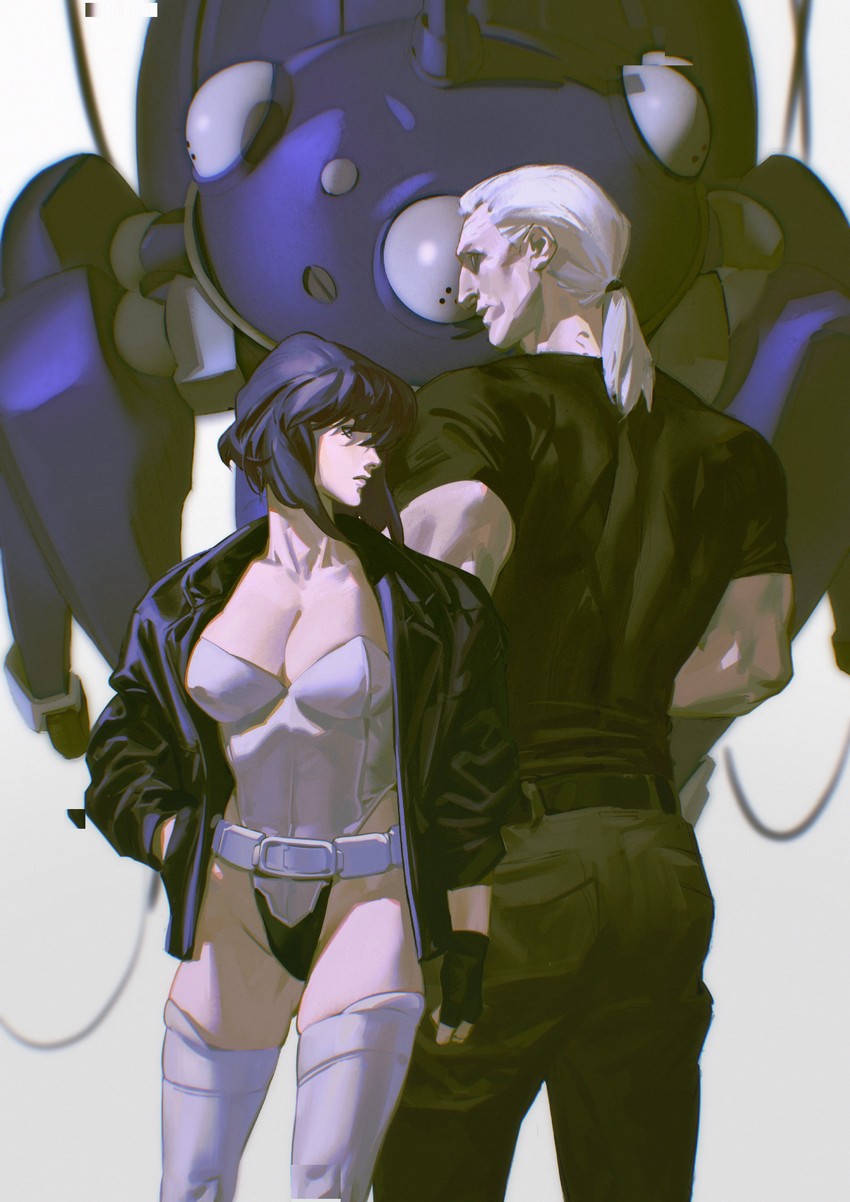 kusanagi motoko, tachikoma, and batou (ghost in the shell and 1 more) drawn by eternalgrayores