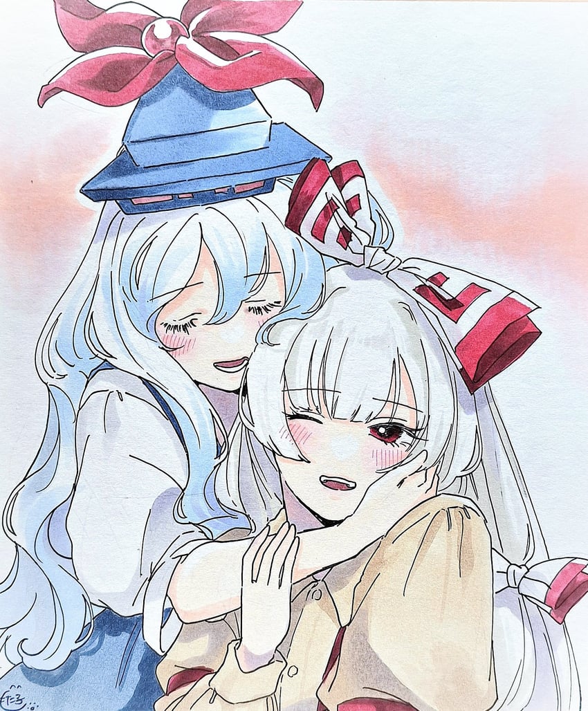fujiwara no mokou and kamishirasawa keine (touhou) drawn by mokoiscat