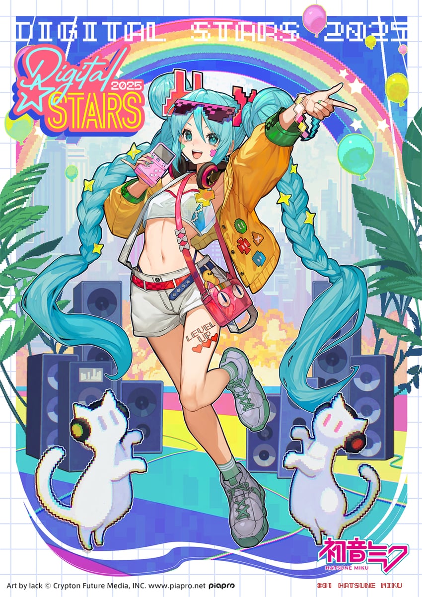 hatsune miku and digital stars miku (vocaloid and 1 more) drawn by lack
