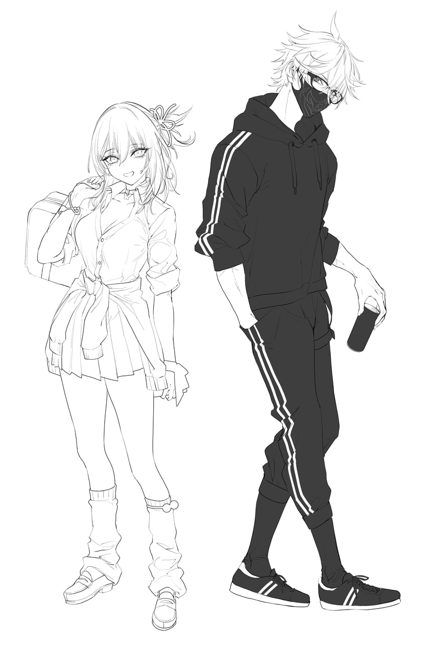 tartaglia and yoimiya (genshin impact) drawn by pottsness