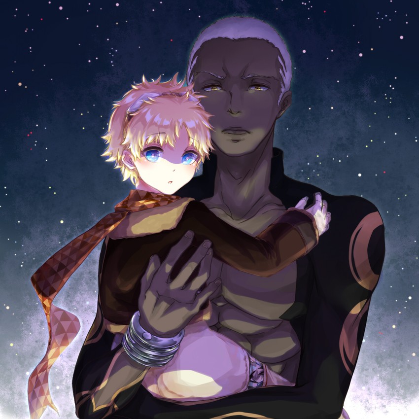 voyager and emiya alter (fate and 2 more) drawn by reanisu_lunashi