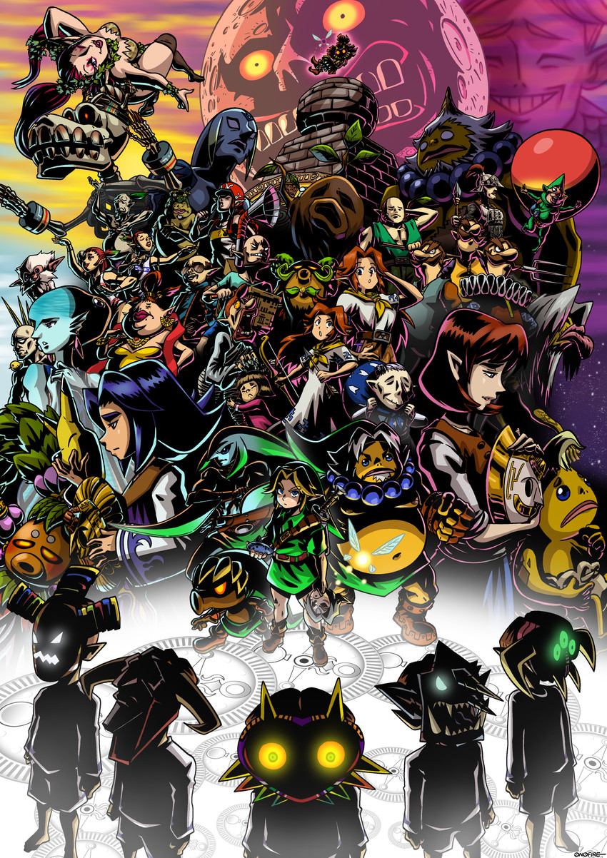 link, young link, majora, tatl, skull kid, and 41 more (the legend of zelda and 1 more) drawn by onofre_wayne