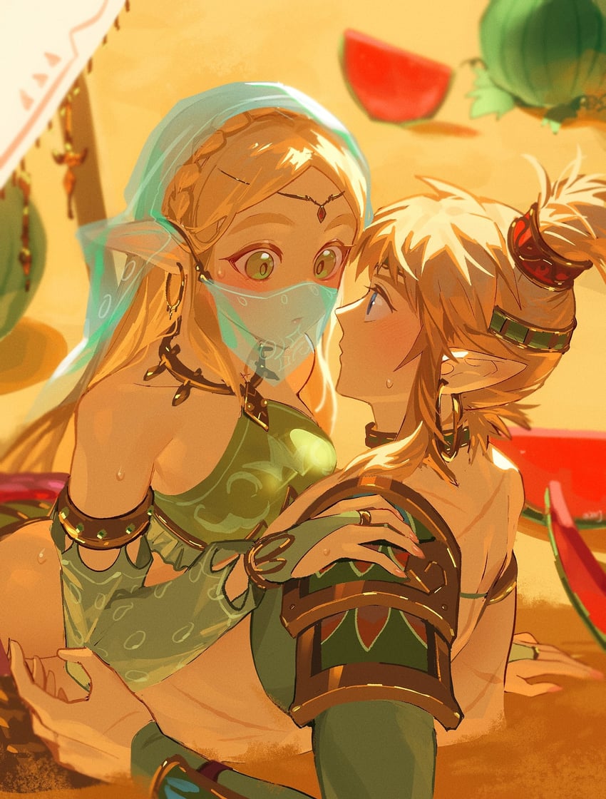 link and princess zelda (the legend of zelda and 1 more) drawn by duoj_ji