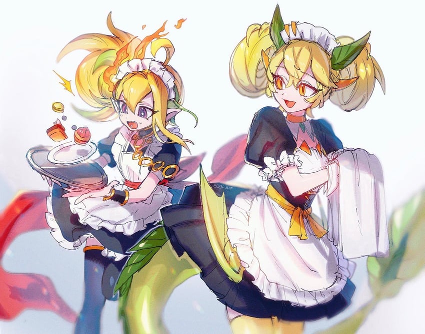 parlor dragonmaid and sevens road witch (yu-gi-oh! and 1 more) drawn by sasagaku_sando