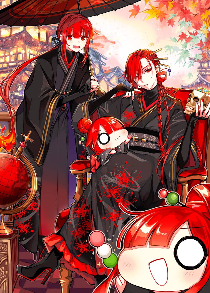 oda nobunaga, oda nobukatsu, and mini nobu (fate and 1 more) drawn by yui_(tamagohan)