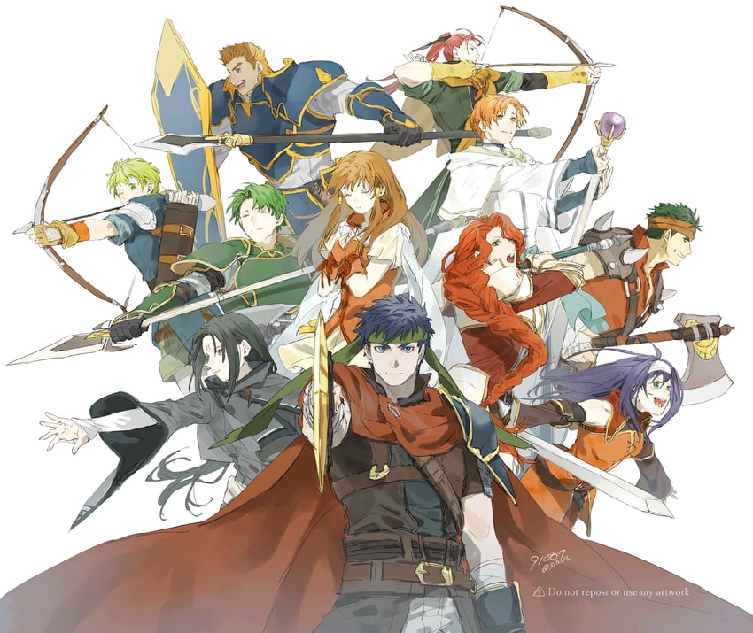 ike, mia, soren, mist, boyd, and 6 more (fire emblem and 1 more) drawn by 91007