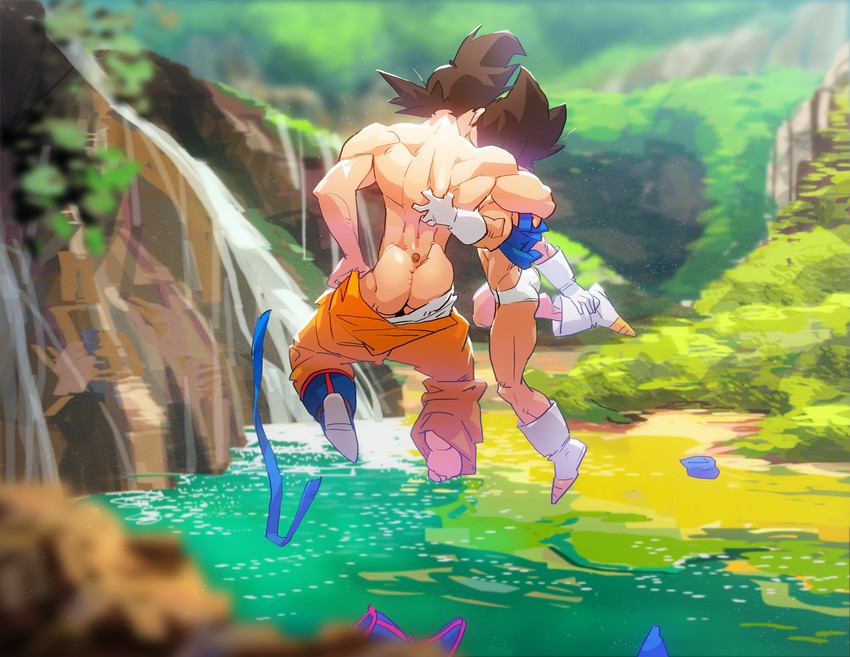 son goku and vegeta (dragon ball and 1 more) drawn by supobi