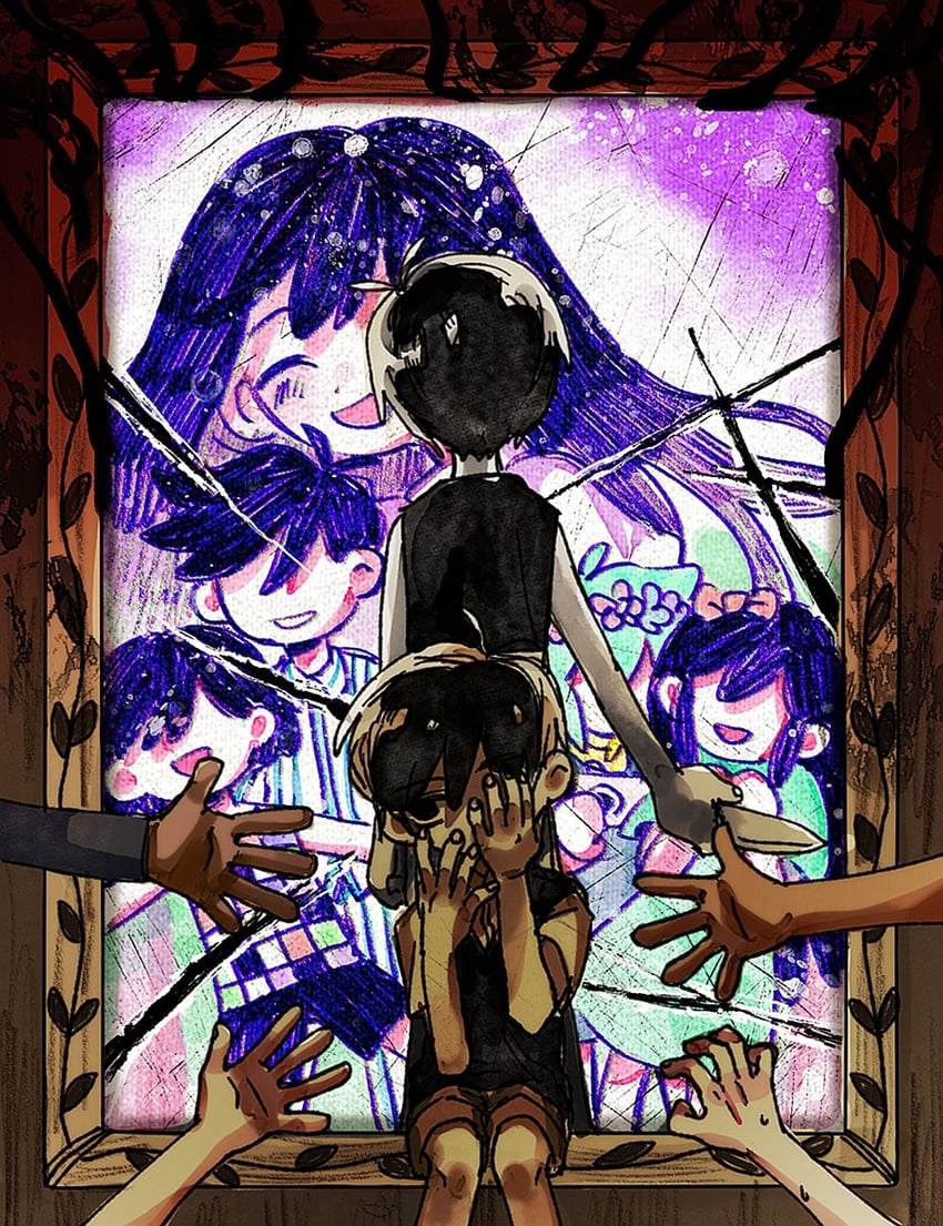 sunny, basil, omori, aubrey, kel, and 2 more (omori) drawn by machine_backup