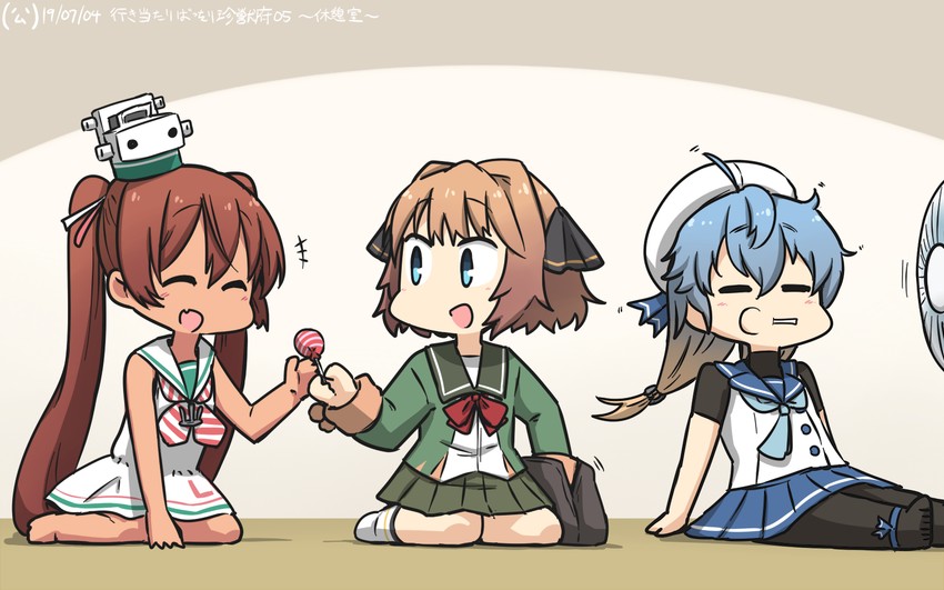 libeccio, sado, and hachijou (kantai collection) drawn by hamu_koutarou