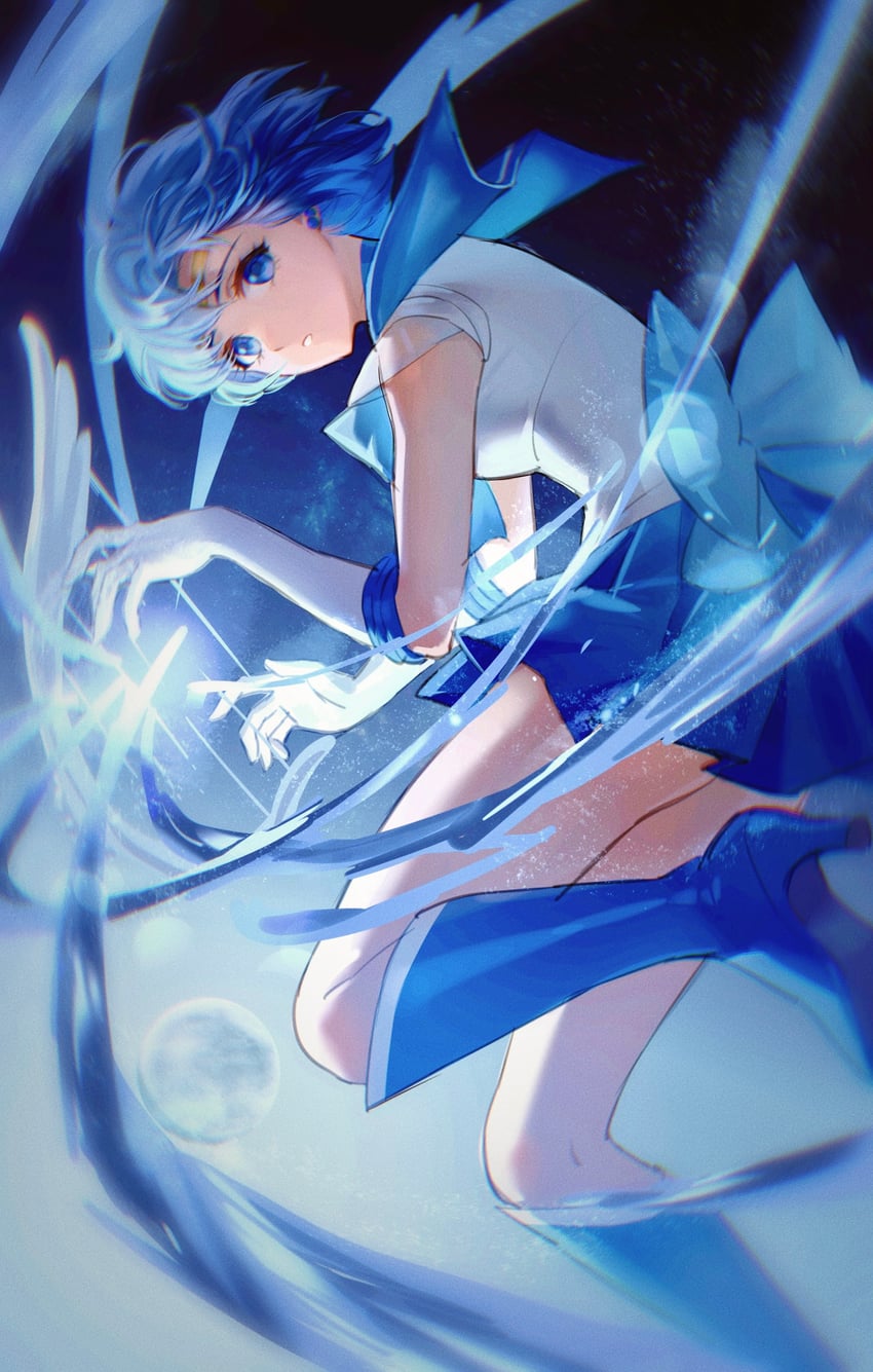 mizuno ami, sailor mercury, and super sailor mercury (bishoujo senshi sailor moon) drawn by eclosion