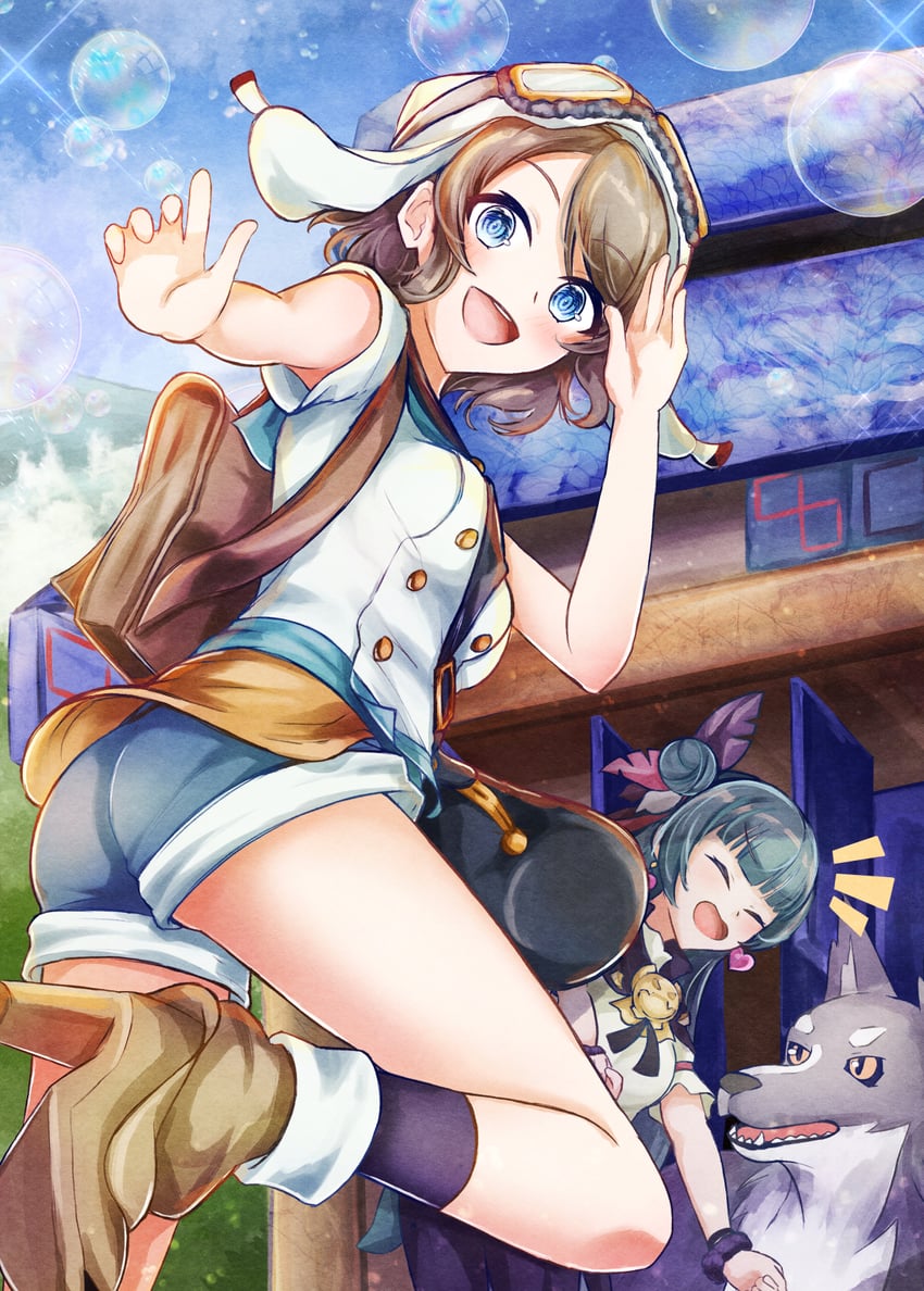 watanabe you, tsushima yoshiko, yohane, you, and lailaps (love live! and 2 more) drawn by okanda
