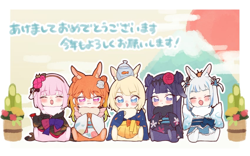gawr gura, mori calliope, ninomae ina'nis, takanashi kiara, and watson amelia (hololive and 1 more) drawn by neru_(flareuptf1)