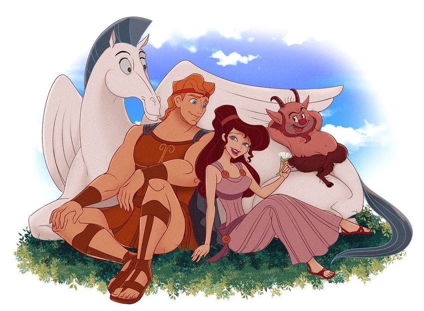 megara, hercules, pegasus, and philoctetes (hercules) drawn by mizala