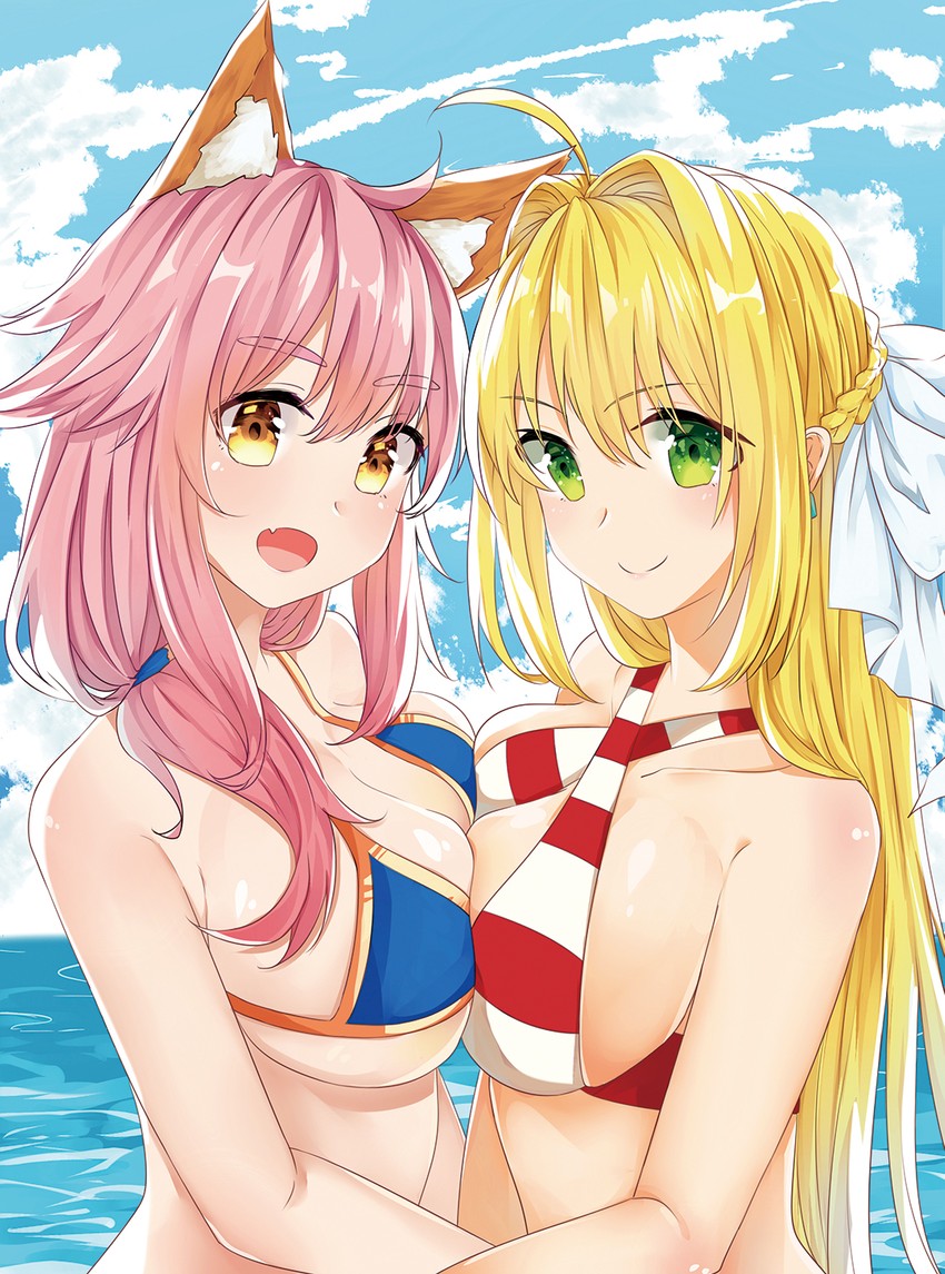 tamamo, nero claudius, and tamamo no mae (fate and 1 more) drawn by sakuko