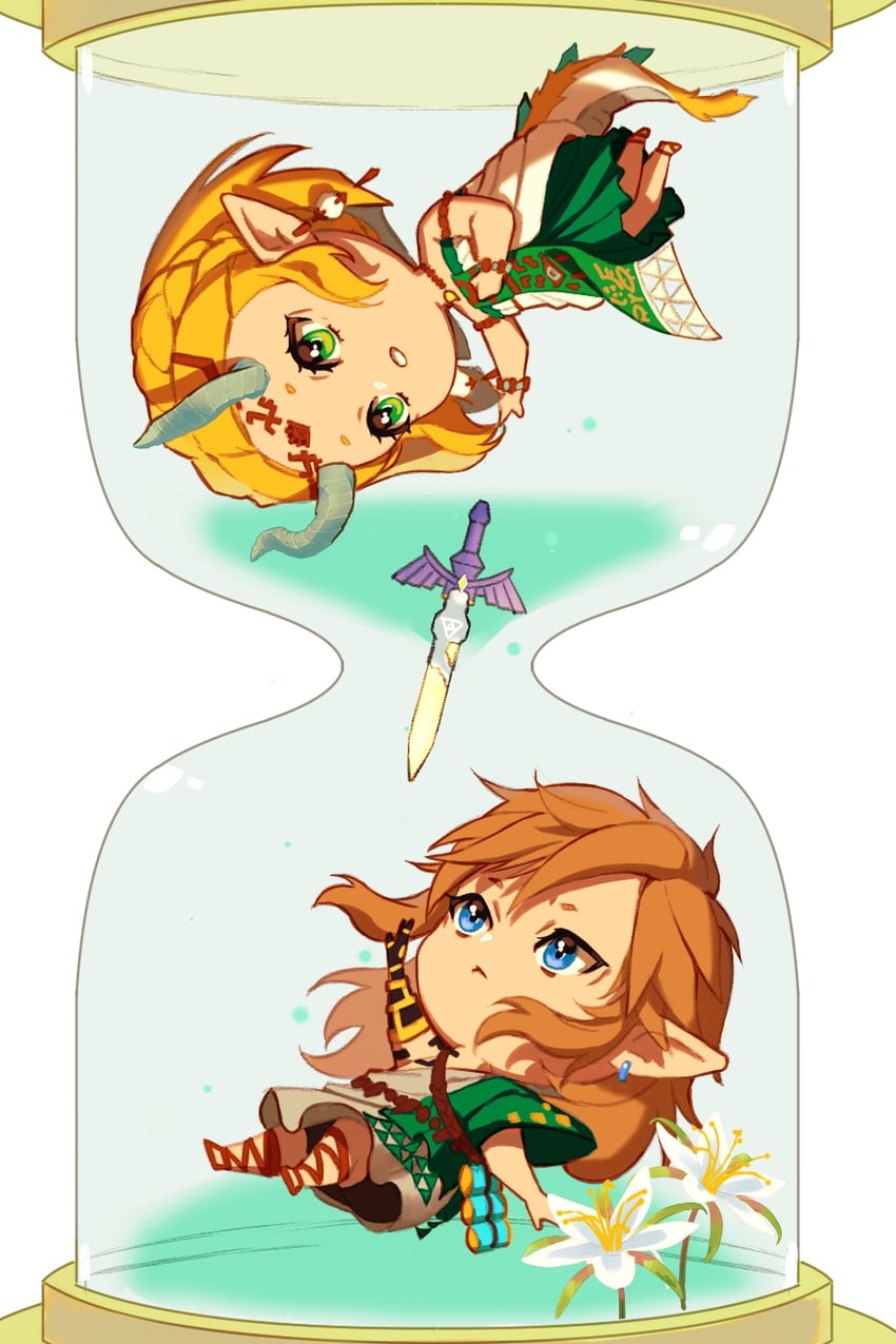 link and princess zelda (the legend of zelda and 1 more) drawn by eorinamo