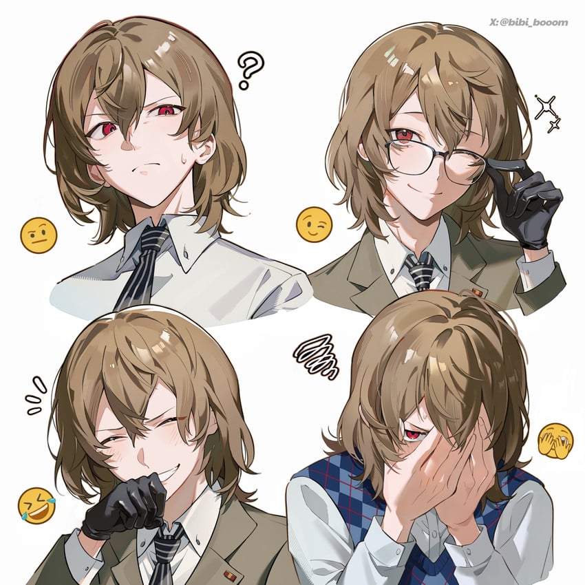 akechi gorou (persona and 1 more) drawn by bibi_booom