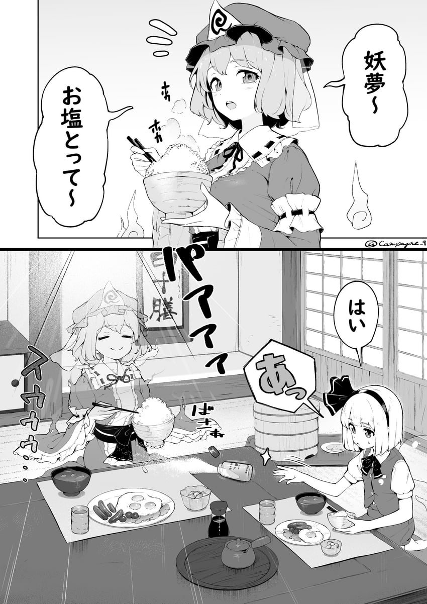 konpaku youmu and saigyouji yuyuko (touhou) drawn by kanpa_(campagne_9)