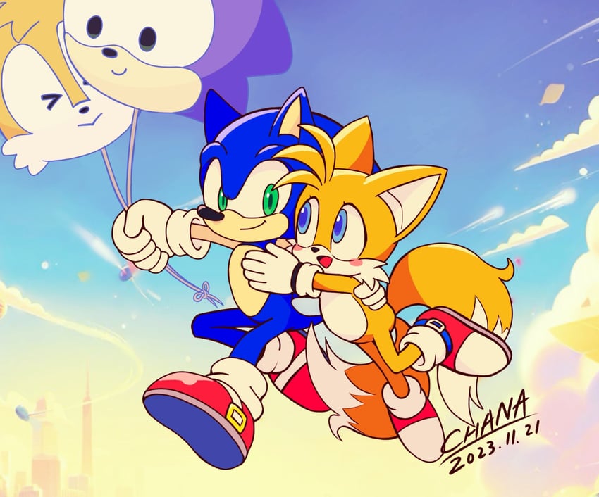 sonic the hedgehog and tails (sonic) drawn by chana_(furrytails)