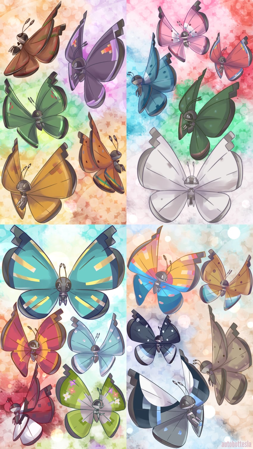 vivillon (pokemon) drawn by autobottesla
