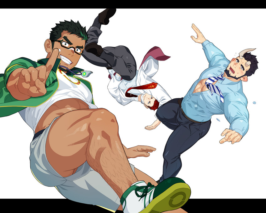 nessen, kyoichi, and rakta (live a hero) drawn by itto_(mentaiko)