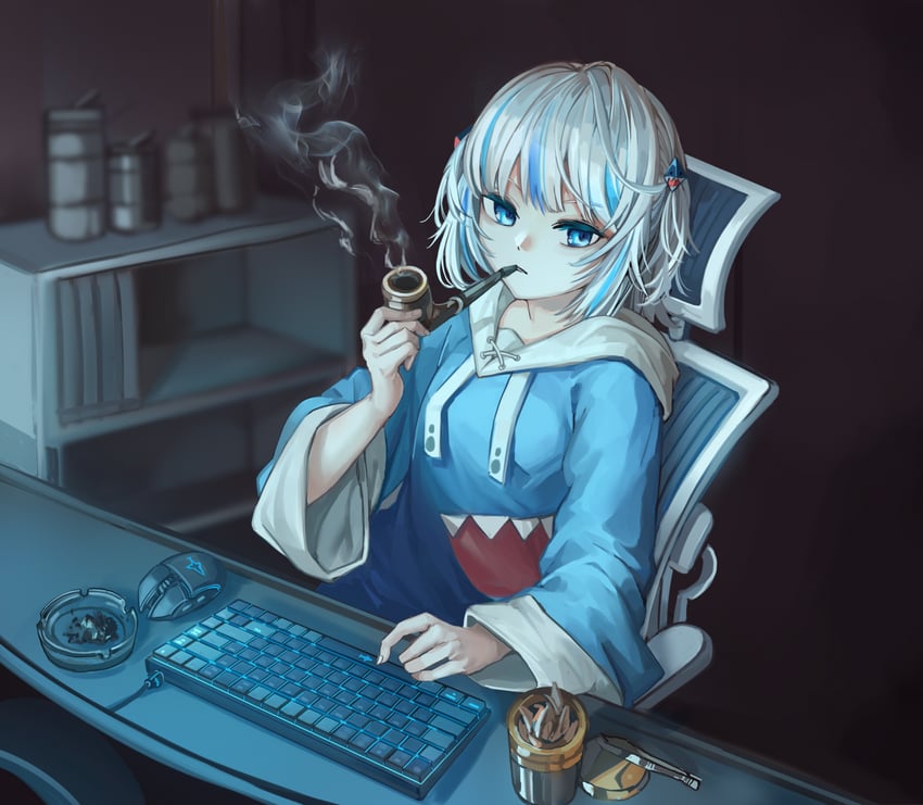 gawr gura (hololive and 1 more) drawn by dainillust