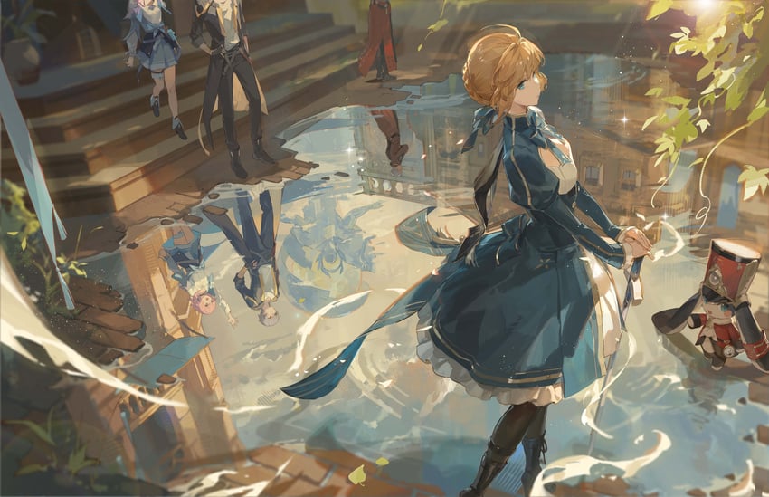 artoria pendragon, saber, trailblazer, archer, march 7th, and 2 more (fate and 3 more) drawn by tk_production