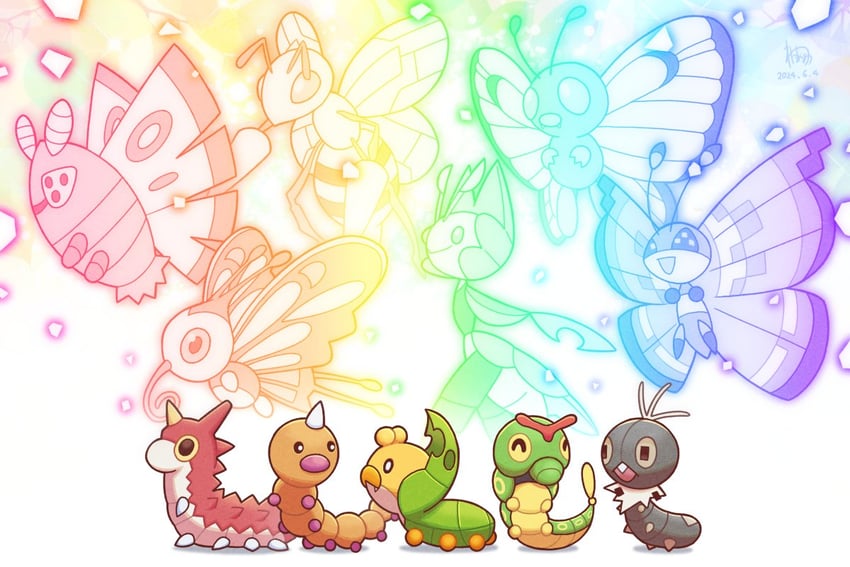 butterfree, caterpie, beautifly, beedrill, vivillon, and 6 more (pokemon) drawn by wataame4907